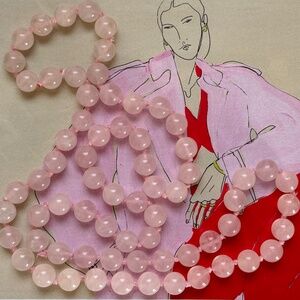 HANDMADE Necklace Rose Quartz Beaded  31"